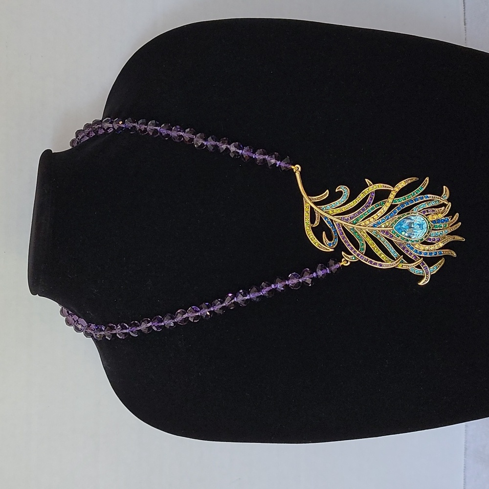 Heidi Daus Peacock feather necklace